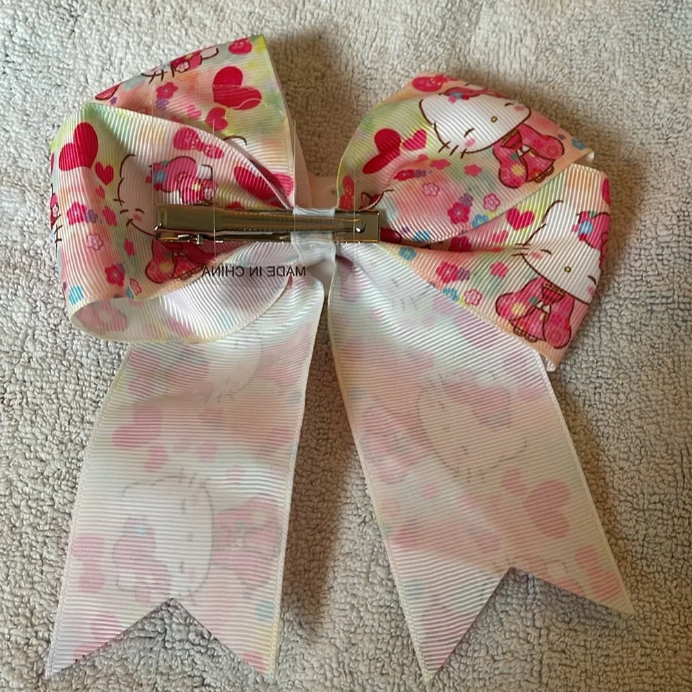 Colorful Kitty Hair Bow pink red green NWT